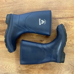 Kamik Navy Slip On Waterproof Rain Boots Youth Size 2